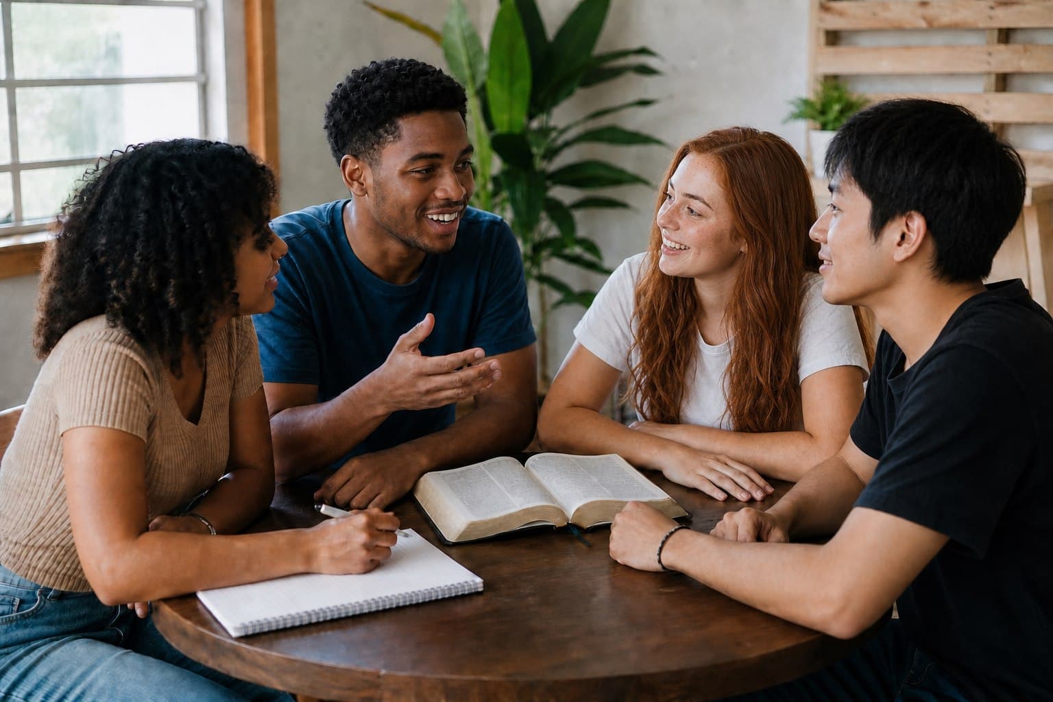 Grupo de jovens sentado em roda durante uma conversa